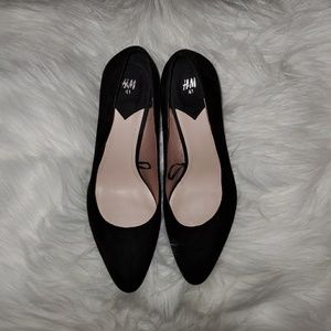 Faux Suede Black Block Heels